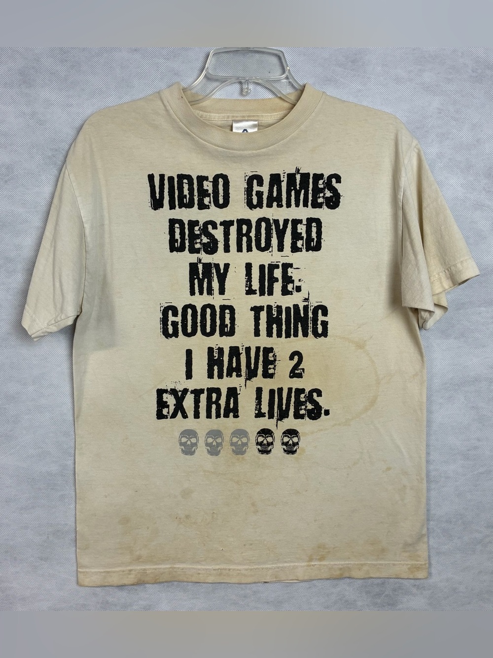 Vtg Y2K Alstyle Apparel t shirt video games destroyed my life Mens Medium Flaws